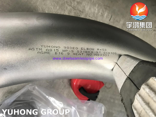 ASTM A815 WPS31803 ASME B16.9 3 "SCH10S R = 5D डुप्लेक्स स्टेनलेस स्टील बेंड
