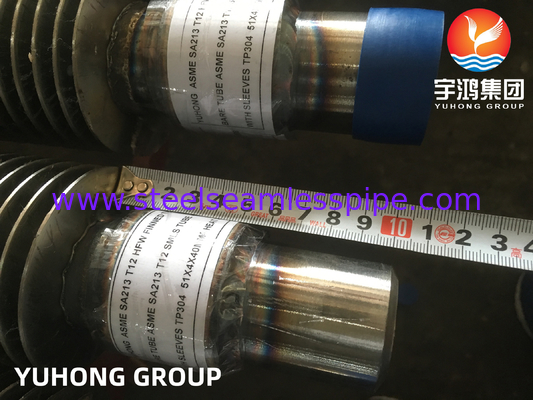 उच्च आवृत्ति वेल्डेड फिन ट्यूब, ASTM A213 T12 स्टेनलेस स्टील 304 फिन के साथ मिश्र धातु स्टील ट्यूब