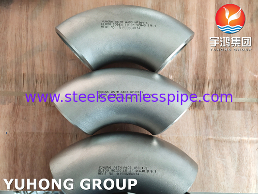 ASTM A403 WP304 S 90DEG LR कोहनी SS सीमलेस परिवर्तन पाइपलाइन दिशा