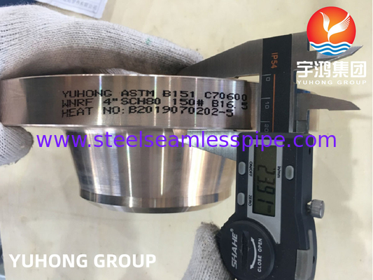 ASTM B151 C70600 तांबा निकेल मिश्र धातु फोल्डेड फ्लैंज वेल्डनेक उठाया चेहरा B16.5 पाइपलाइन के लिए