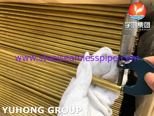 तांबा मिश्र धातु पीतल ट्यूब ASTM B111 C44300 C68700 C70600 25.4mm*1.245mm*12995mm कंडेनसर एयर कूलर रेडिएटर