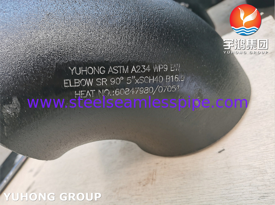 ASTM A234 WP9 CL1 90° कोहनी BW SR 5&quot; SCH40 सीमलेस पाइप फिटिंग
