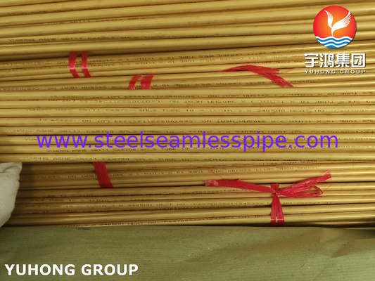 ASME SB111 C68700 समुद्री जल के निर्जलीकरण के लिए सीमलेस पीतल के ट्यूब