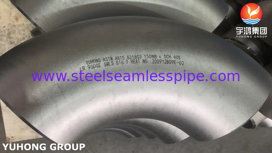 ASTM A815 S31803 डुप्लेक्स स्टील बटवेल्डेड 90Deg कोहनी पाइप फिटिंग B16.9