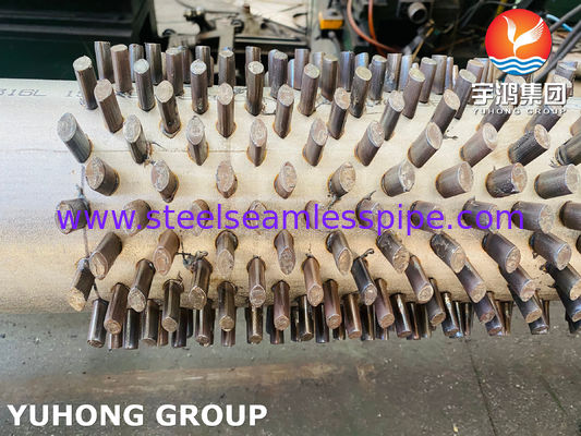 एएसटीएम ए 312 टीपी 316 एल क्षरण प्रतिरोधी हीट एक्सचेंज सिस्टम के लिए अनुकूलन योग्य ऊंचाई के साथ स्टड फिनेड ट्यूब