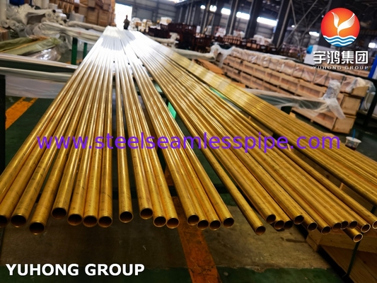 ASTM B111 UNS C68700 एल्यूमीनियम पीतल ट्यूब CuZn20Al2 हीट एक्सचेंजर ट्यूब