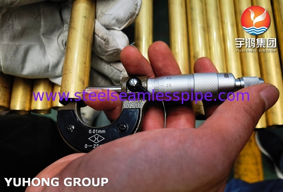 ASTM B111 UNS C68700 एल्यूमीनियम पीतल ट्यूब CuZn20Al2 हीट एक्सचेंजर ट्यूब