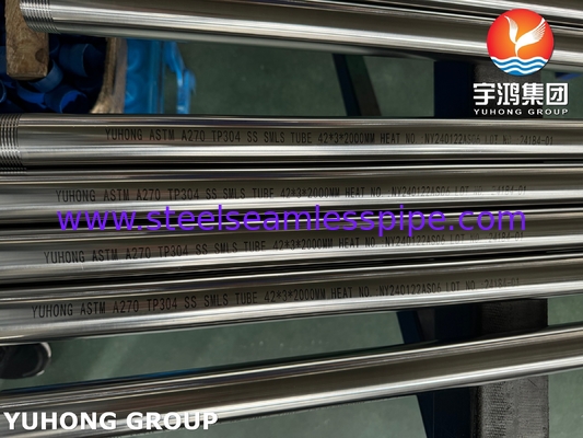 ASTM A270 सैनिटरी ट्यूब TP304 स्टेनलेस स्टील सीमलेस ट्यूब एनपीटी धागा अंत के साथ