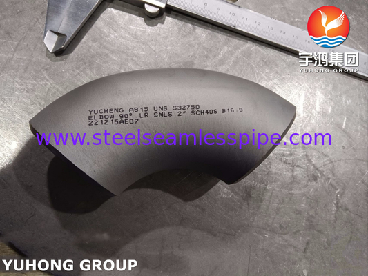 ASTM A815 UNS S32750 सुपर डुप्लेक्स स्टेनलेस स्टील फिटिंग 90 डिग्री LR कोहनी