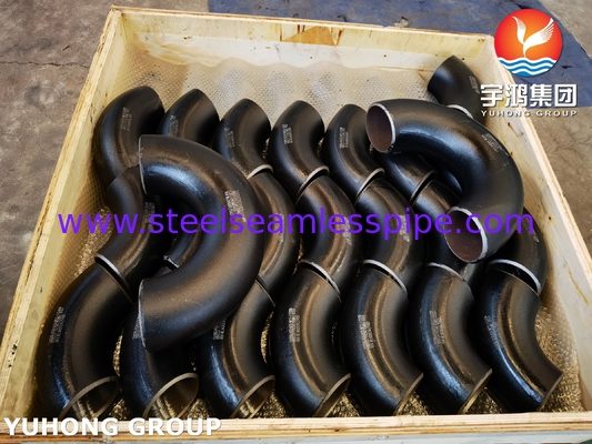 ASTM A234 WP22 CL1 / CL3 मिश्र धातु स्टील फिटिंग बटवेल्ड 180° कोहनी काला चित्रित