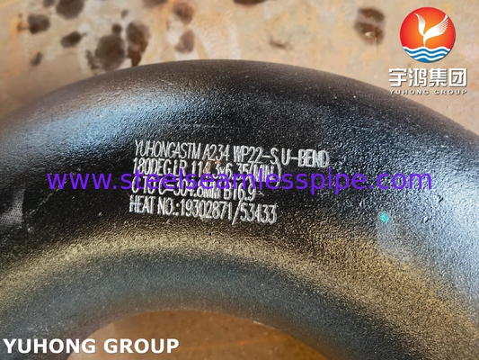 मिश्र धातु स्टील पाइप फिटिंग ASTM A234 WP22 180° LR U झुकना