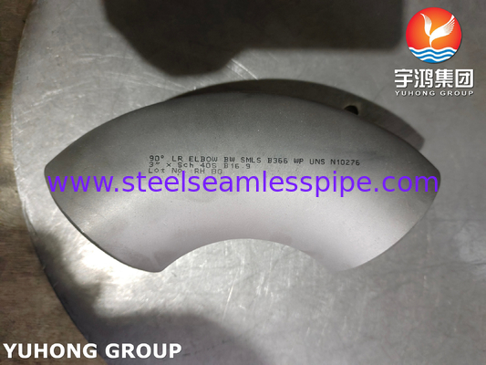 स्टेनलेस स्टील फिटिंग निकेल मिश्र धातु ASTM B366 WP UNS N10276 90°LR ELBOW B16.9