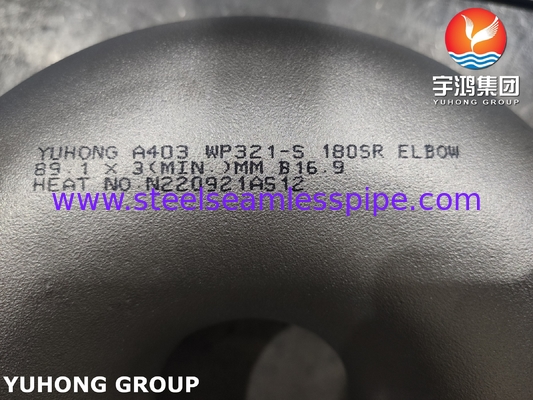 180° एसआर कोहनी स्टेनलेस स्टील फिटिंग ASTM A403 B16.9 पाइपिंग सिस्टम के लिए