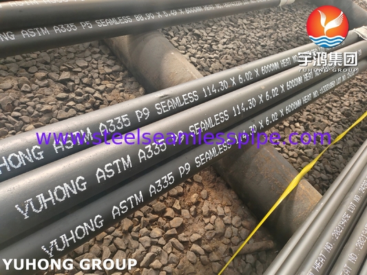 ASTM A335 / ASME SA335 P9 मिश्र धातु स्टील सीमलेस पाइप ब्लैक पेंटिंग बेवेल्ड एंड