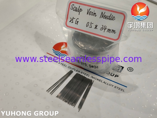 मेडिकल स्टेनलेस स्टील इंट्रावेनस इंजेक्शन सुई ट्यूब ISO9626 SUS304 25G 0.5*34MM