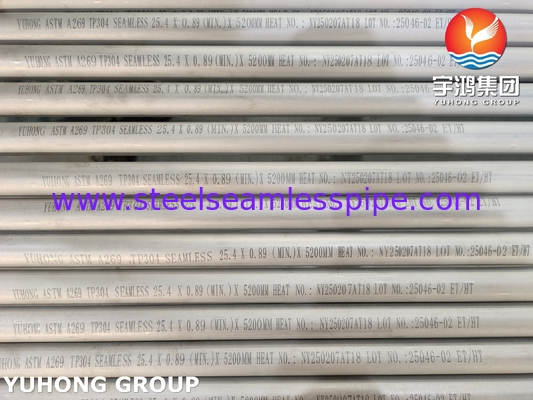 ASTM A269 TP304 स्टेनलेस स्टील सीमलेस ट्यूब हीट एक्सचेंजर और सामान्य सेवा के लिए अचारित एनील्ड