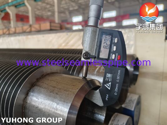 उच्च आवृत्ति वेल्डेड फिन्ड ट्यूब - बॉयलर और हीटर के लिए ASTM A335 P22 बेस / 11-13Cr फिन्स