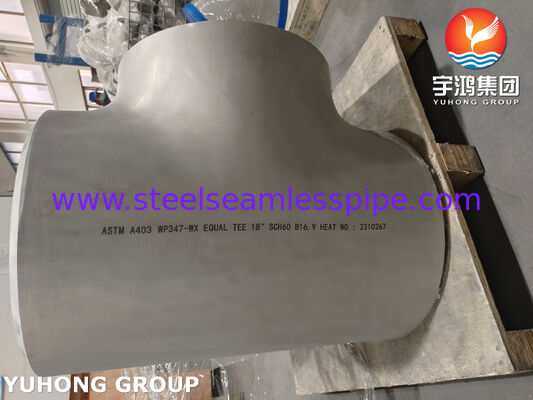 ASTM A403 WP347-WX स्टेनलेस स्टील पाइप फिटिंग ASME B16.9 बटवेल्ड समान टी