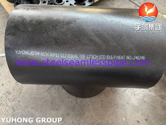 ASTM A234 WP11 CL2 मिश्र धातु स्टील समान टी CrMo मिश्र धातु स्टील बटवेल्ड पाइप फिटिंग B16.9