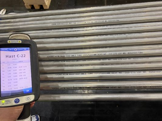 ASTM B622 C22 (UNS NO6022) HASTELLOY स्टील सीमलेस ट्यूब, ET (ASTM E571), UT ((ASTM E213)