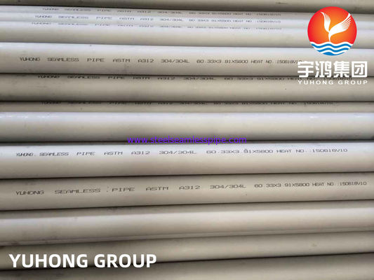 ASTM A312 TP304 304L स्टेनलेस स्टील पाइप पानी उपचार के लिए सादा / बेवेल्ड अंत