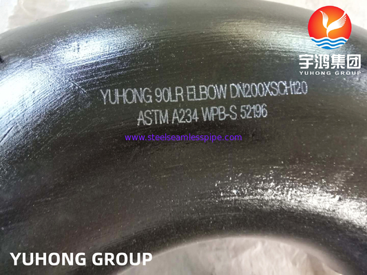 ASTM A234 WPB कार्बन स्टील कोहनी, लंबी त्रिज्या (LR), बट-वेल्ड पाइप सीमलेस फिटिंग B16.9