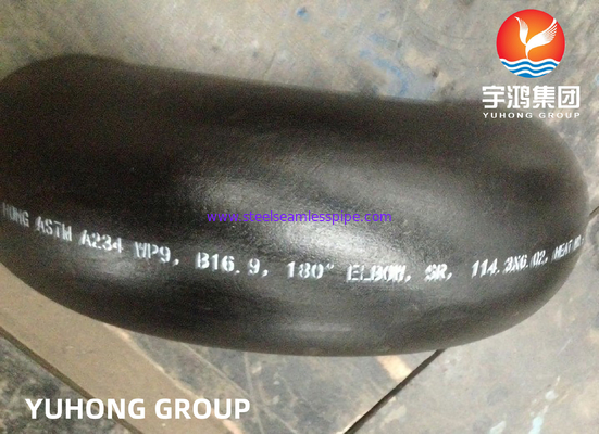 ASTM A234 WP9 180 डिग्री वापसी कोहनी मिश्र धातु स्टील बटवेल्ड फिटिंग