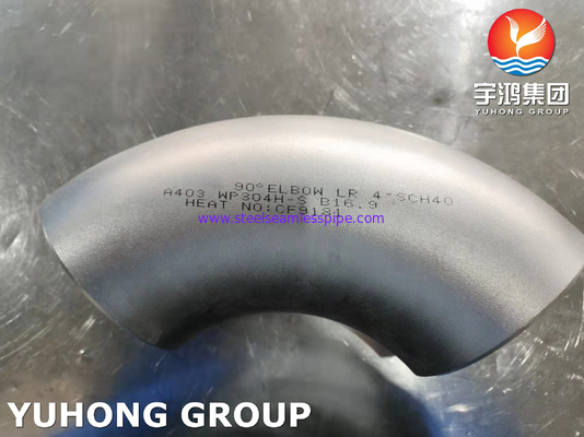 ASTM A403 WP304H स्टेनलेस स्टील 90 डिग्री LR कोहनी ASME B16.9 बटवेल्ड फिटिंग