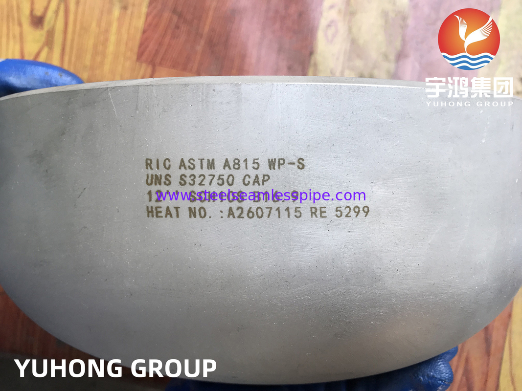 ASTM A815 WP-S S32750 कैप सुपर डुप्लेक्स बट वेल्ड फिटिंग B16.9 हीट एक्सचेंजर्स