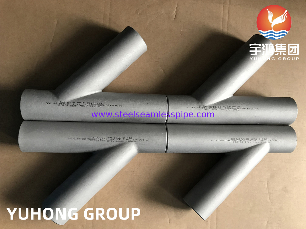 ASTM A815 S31803-WY TEE बट वेल्डेड फिटिंग B16.9 तेल शोधन उर्वरक गैस