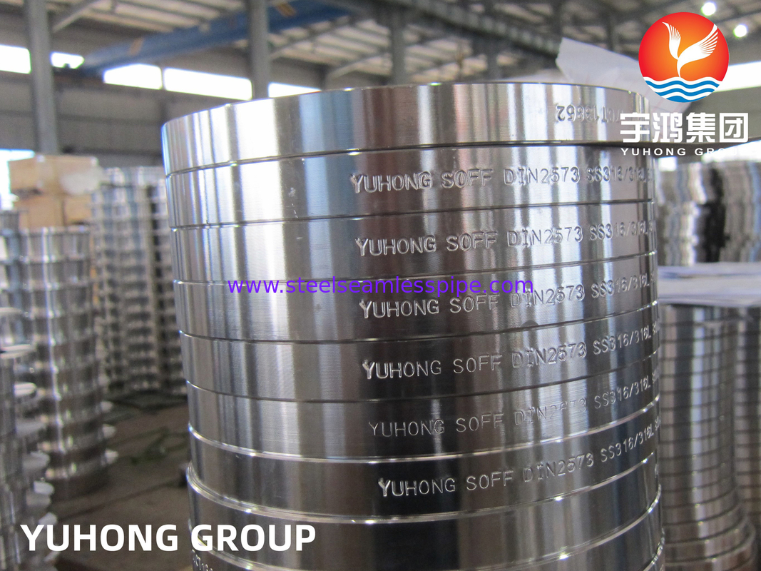 DIN2573, ASTM A182 F316 F316L, फोर्गेड स्टेनलेस स्टील स्लिप ऑन फ्लैंग्स, फ्लैट फेस B16.5