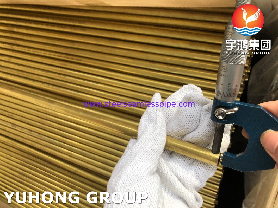 तांबा मिश्र धातु पीतल ट्यूब ASTM B111 C44300 C68700 C70600 25.4mm*1.245mm*12995mm कंडेनसर एयर कूलर रेडिएटर