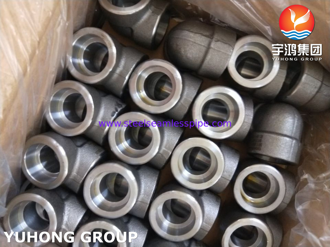 ASTM A105 कार्बन स्टील फिटिंग सोकेट वेल्ड 90Deg LR कोहनी 3000LBS ASME B16.11