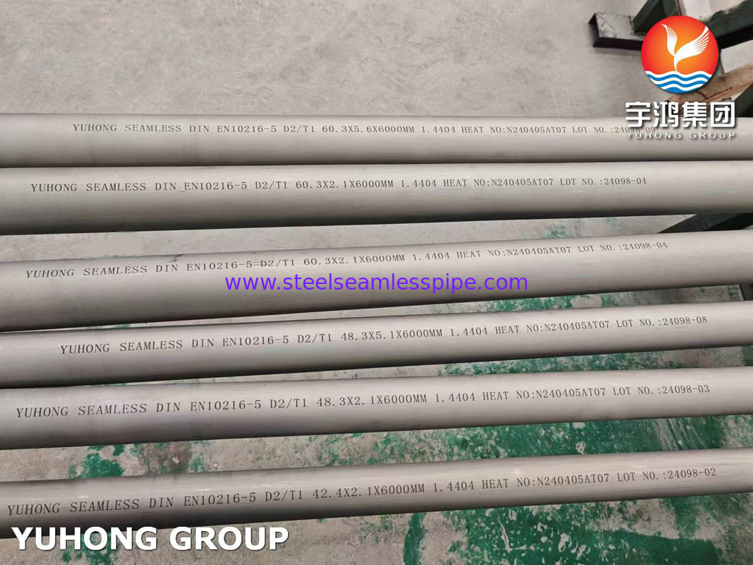 DIN EN 10216-5 1.4404 UNS S31603 316L हाइड्रोलिक स्टेनलेस स्टील सीमलेस ट्यूब