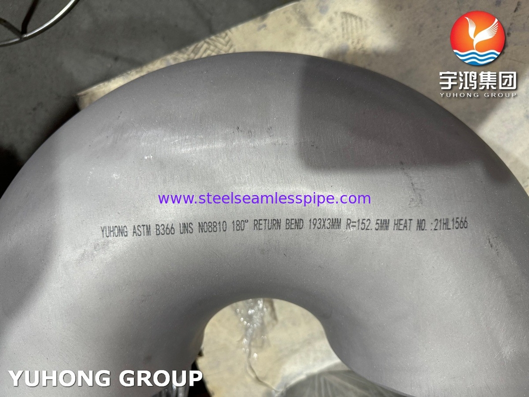 ASTM B366 UNS N08810 मिश्र धातु 800H बटवेल्ड फिटिंग 180 डिग्री रिटर्न बेंड