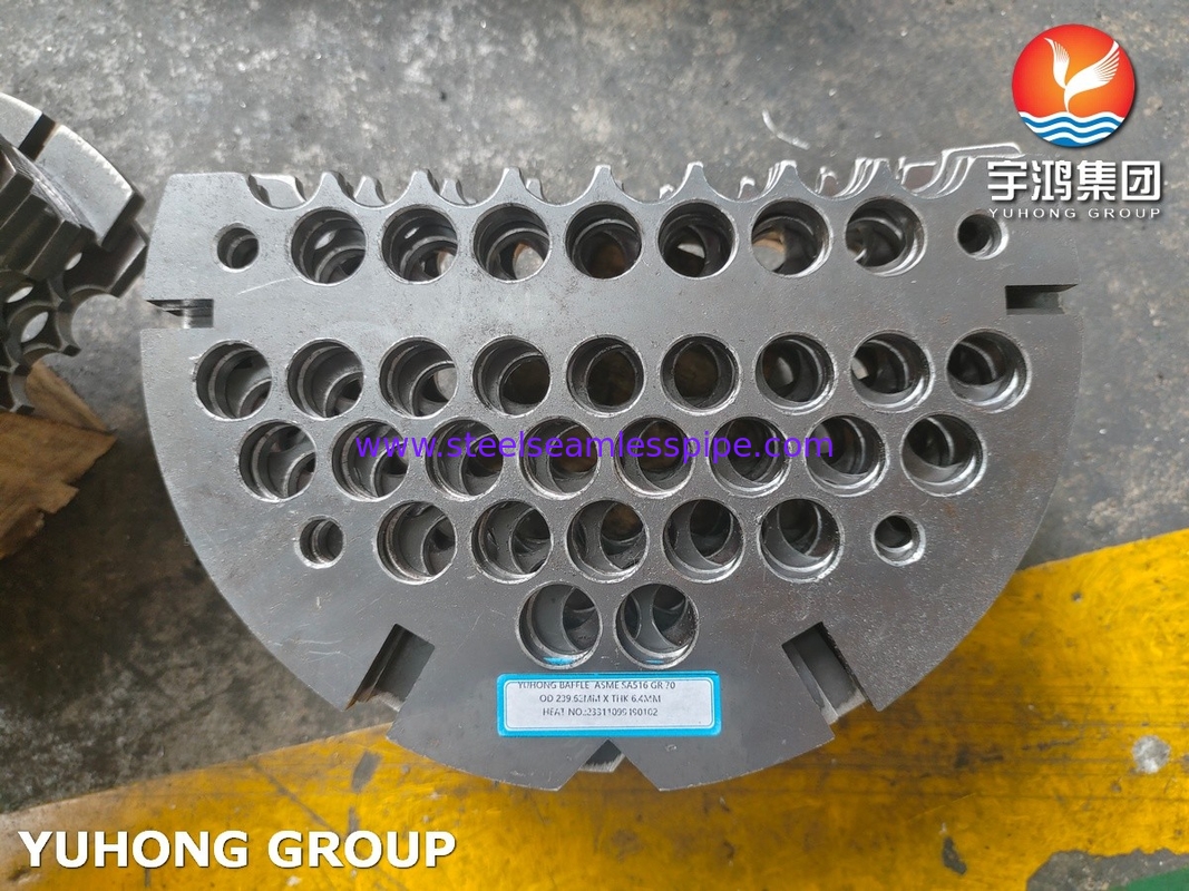 गर्मी एक्सचेंजर के लिए ASME SA516 ग्रेड 70 कार्बन स्टील बैफल प्लेट NACE MR0175 के अनुरूप