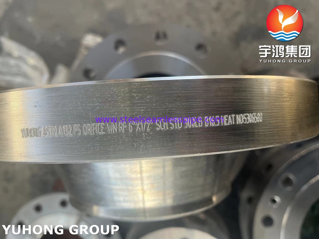 ASTM A182 F5 मिश्र धातु स्टील फ्लैंज ASME B16.5 फोल्डेड ओरिफिस वेल्ड नेक फ्लैंज