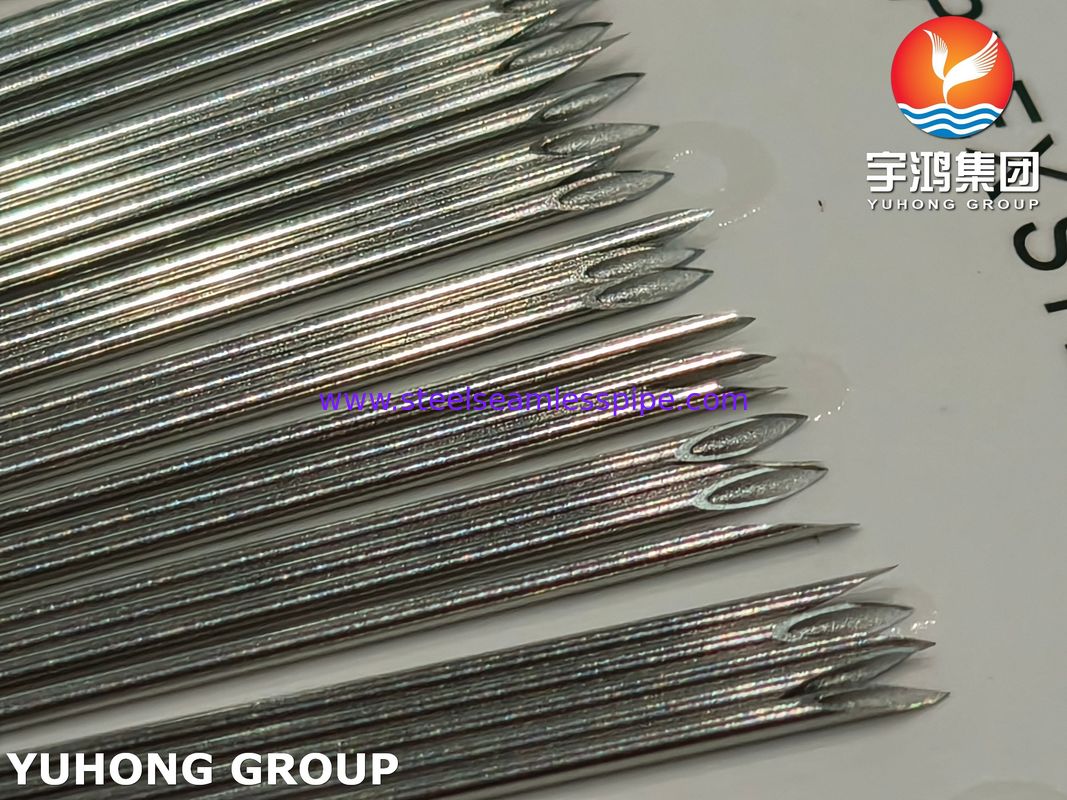 ISO7864 SUS304 मेडिकल इंजेक्शन स्टेनलेस स्टील सुई ट्यूब, 21G 44MM, Bevelled टिप
