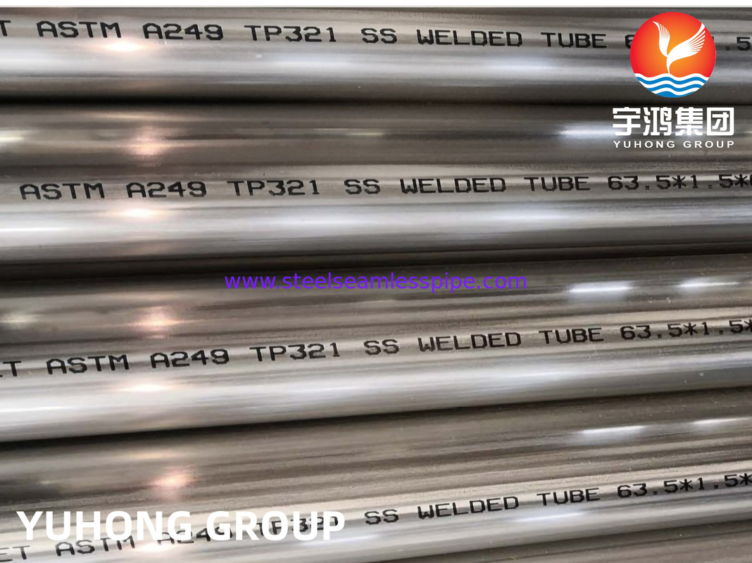 ASTM A249 TP321 स्टेनलेस स्टील वेल्डेड ट्यूब ब्राइट एनील्ड बॉयलर, हीट एक्सचेंजर और सुपरहीटर एप्लिकेशन