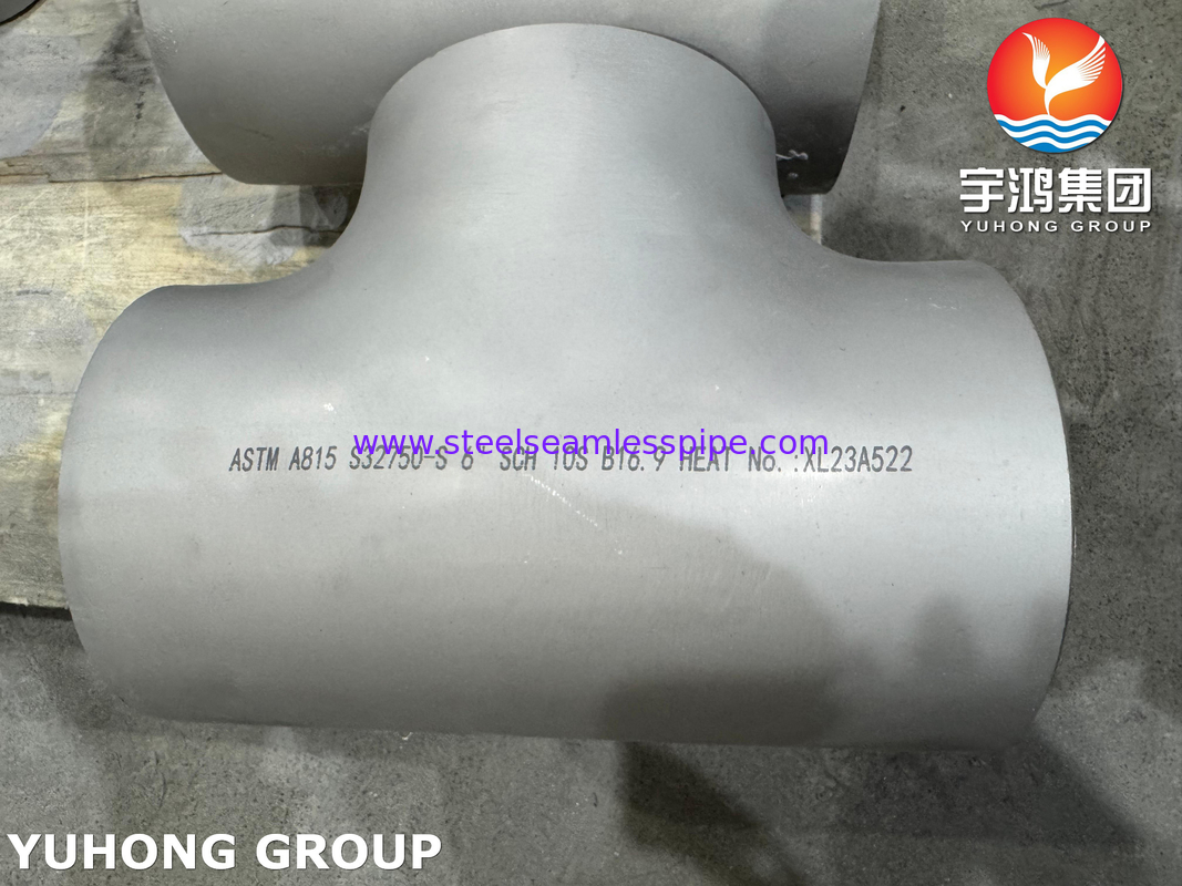 ASME B16.9 सुपर डुप्लेक्स 2507 फिटिंग ASTM A815 WPS32750 BW सुपर डुप्लेक्स टी