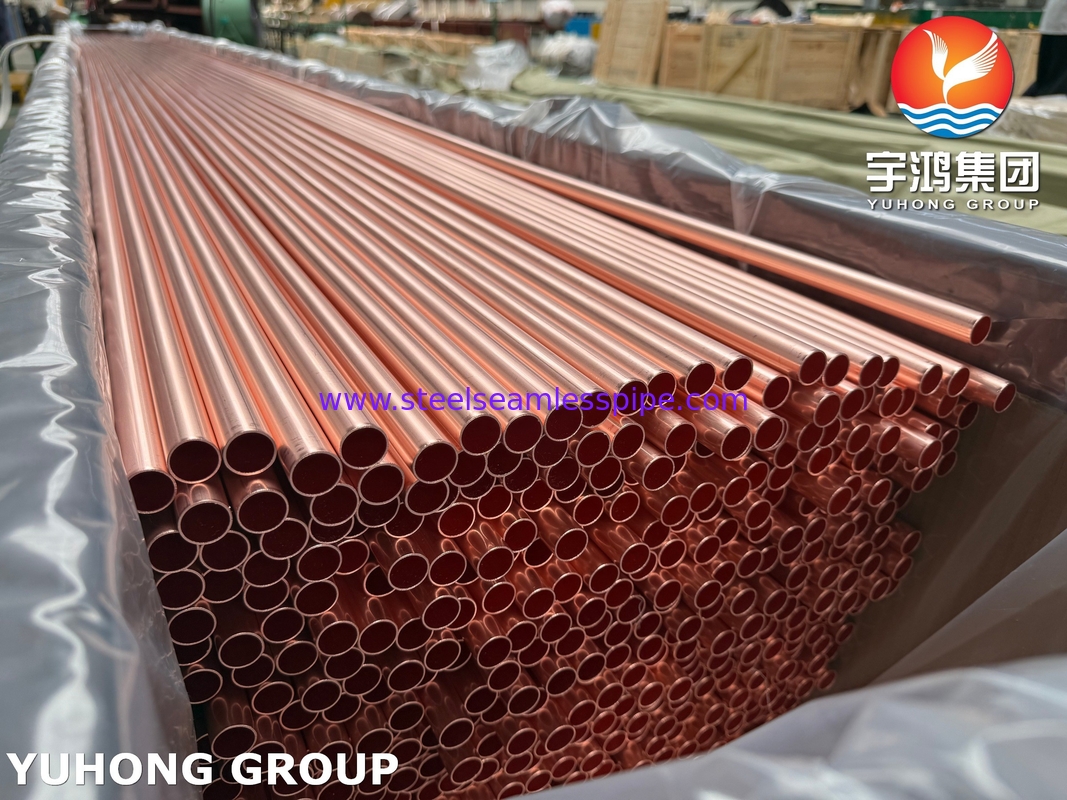 तांबा और तांबा मिश्र धातु सीमलेस कंडेनसर ट्यूब ASTM B111 C12200 99.9Cu H55 H80