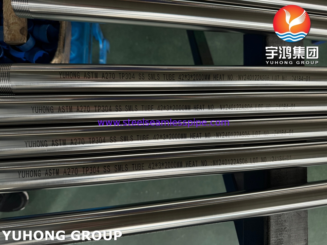 ASTM A270 TP304 (S30400) खाद्य उद्योग के लिए ऑस्टेनिटिक स्टेनलेस स्टील सीमलेस सैनिटरी ट्यूब