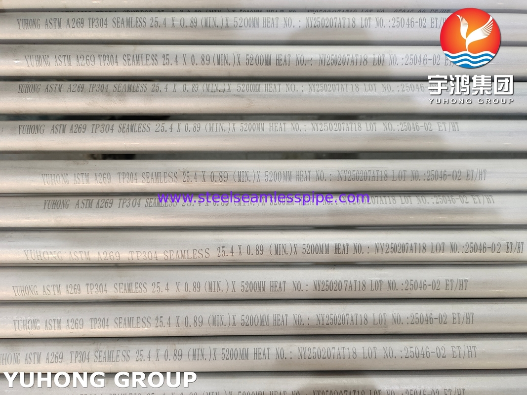 ASTM A269 TP304 स्टेनलेस स्टील सीमलेस ट्यूब हीट एक्सचेंजर और सामान्य सेवा के लिए अचारित एनील्ड