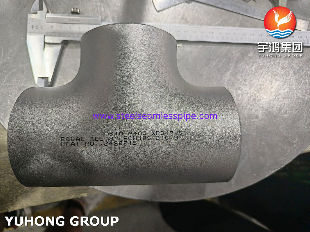 ASTM A403 WP317-S Stainless Steel Equal Tee for Petrochemical, Buttweld Fittings ANSI B16.9