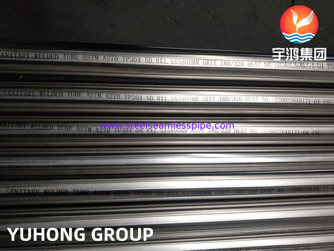 ASTM A270 TP304 सैनिटरी स्टेनलेस स्टील वेल्डेड ट्यूबिंग के साथ मैकेनिकल पॉलिश और इलेक्ट्रोपॉलिश खत्म और अनुकूलित Ra मोटाई