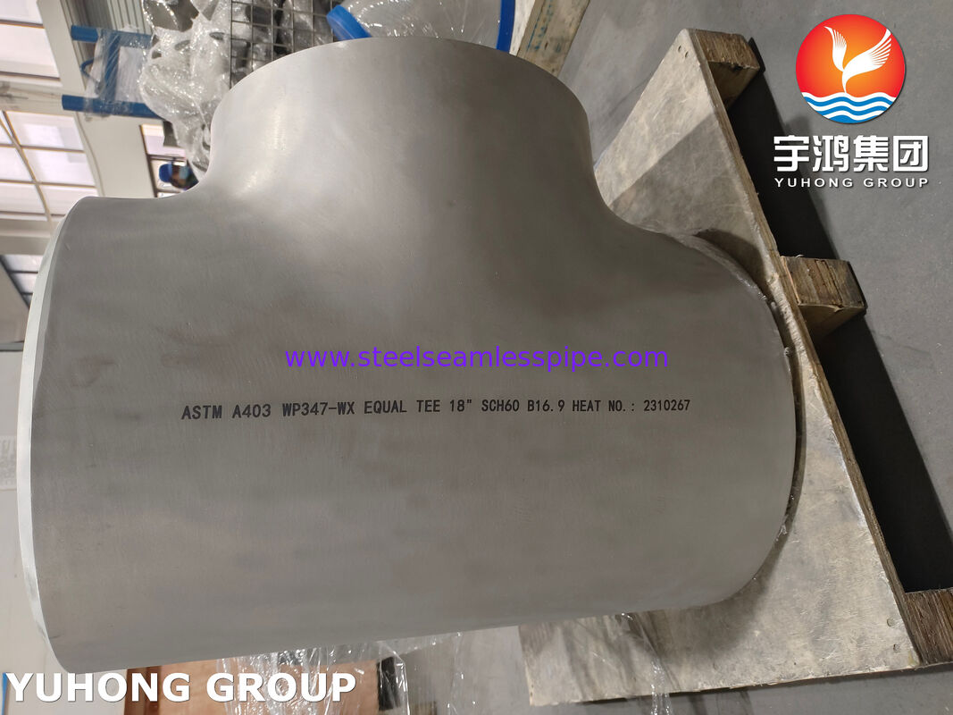 ASTM A403 WP347-WX स्टेनलेस स्टील पाइप फिटिंग ASME B16.9 बटवेल्ड समान टी