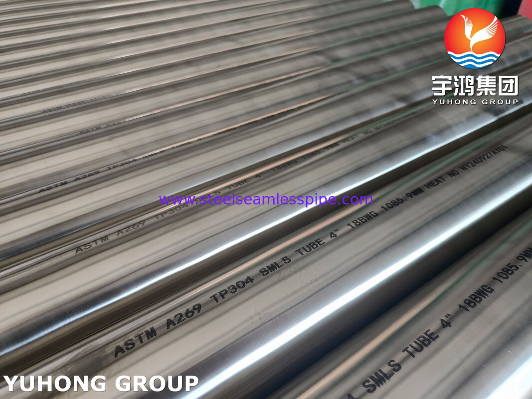 इवेपोरेटर के लिए ब्राइट एनील्ड ASTM A269 TP304 स्टेनलेस स्टील सीमलेस ट्यूब्स 4" 18BWG