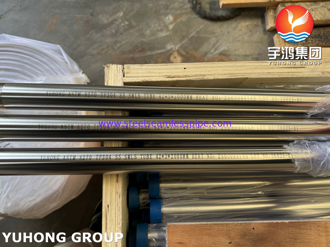 ASTM A270 3A TP304 खाद्य ग्रेड स्टेनलेस स्टील निर्बाध स्वच्छता ट्यूब आसवन के लिए