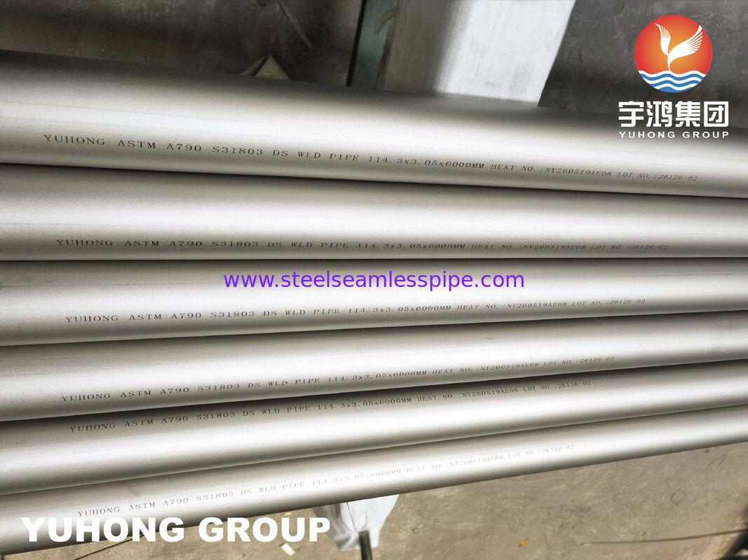 ASTM A790 UNS S31803 दोहरी स्टेनलेस स्टील वेल्डेड पाइप जंगम औद्योगिक सेवा के लिए