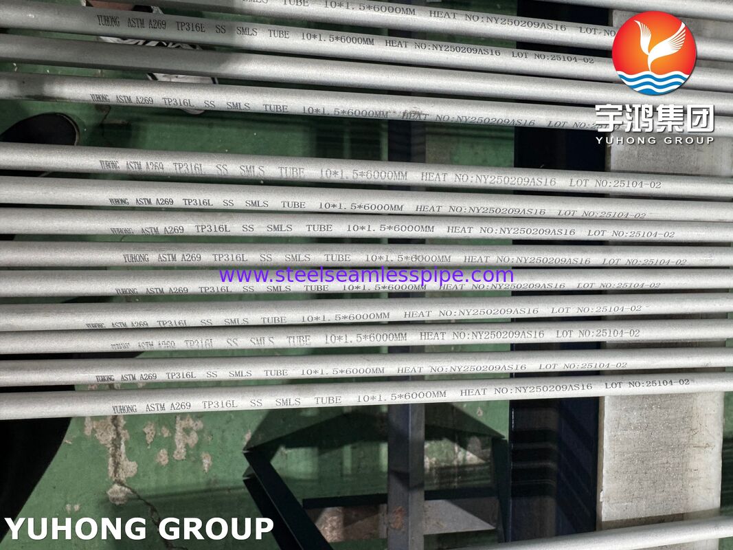 ASTM A269 TP316L हीट एक्सचेंजर के लिए सीमलेस स्टेनलेस स्टील ट्यूब, अचार और एनील्ड